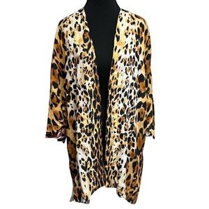 Chico's Women's Kimono Cardigan Duster Reversible Leopard Print Tribal‎ Pattern
